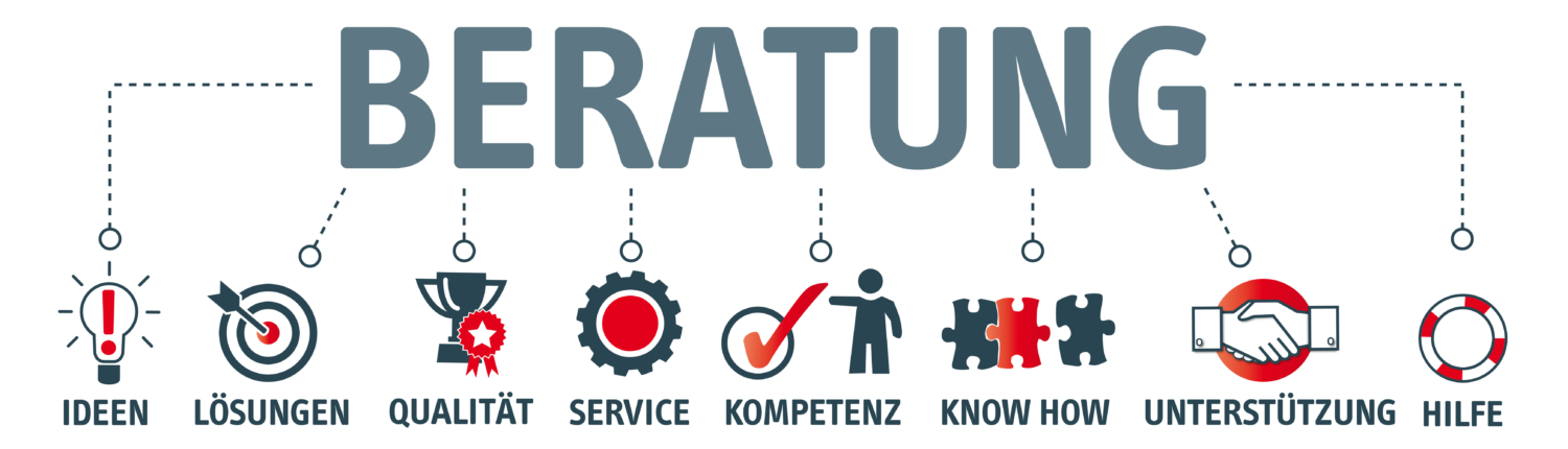 Banner Beratung mit Piktogrammen